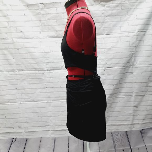 Itty Bitty Black Mini Open Side Spaghetti Strap Party Club Dress Med - Picture 2 of 7